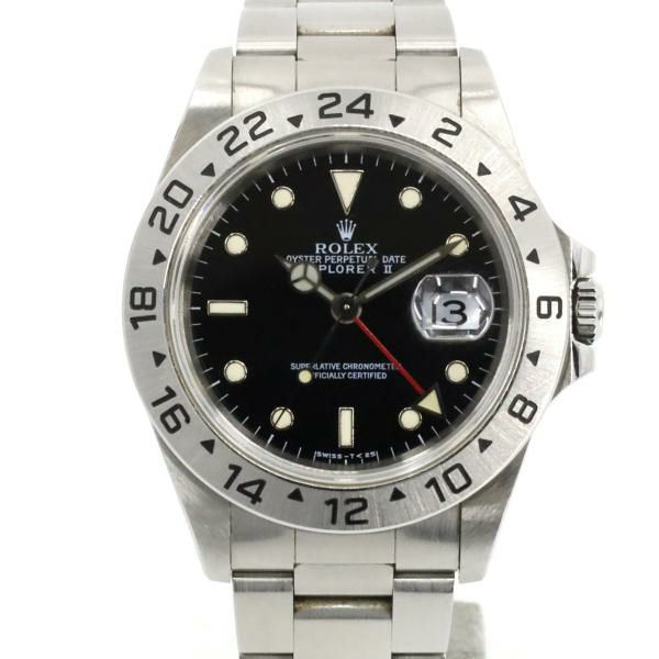 【1年間保証・OH済】ROLEX ロレックス エクスプローラーII 16570 SS ブラック文字盤×シルバー U番（1997年頃製造） 自動巻き  腕時計 | MUSUBI