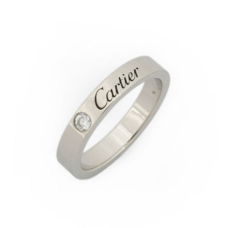 カルティエ Cartier Pt950 ダイヤ1P エングレーブド リング