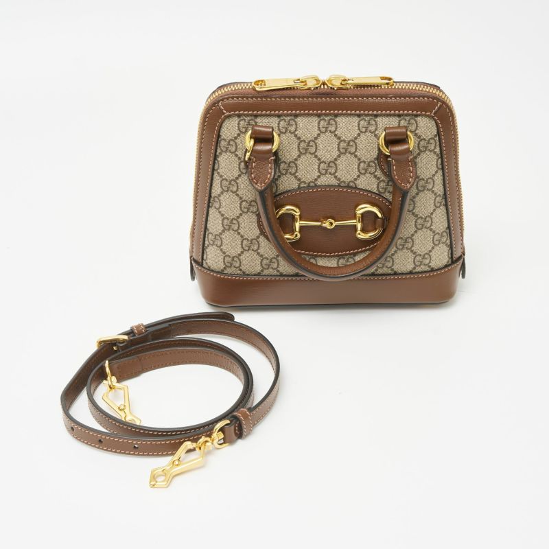 GUCCI グッチ 〔グッチ ホースビット 1955〕 GGスプリーム ミニ トップハンドルバッグ 640716 ショルダーバッグ キャンバス×レザー  ブラウン | MUSUBI