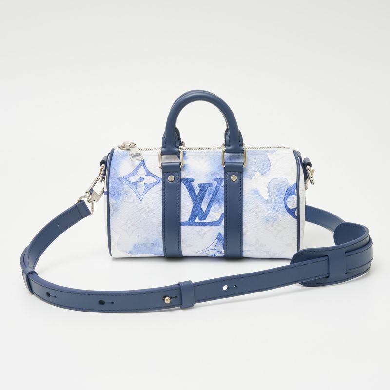 LOUIS VUITTON ルイヴィトン キーポルXS M45761 ハンドバック ウォーターカラー モノグラム・キャンバス×レザー ブルー×ホワイト  | MUSUBI