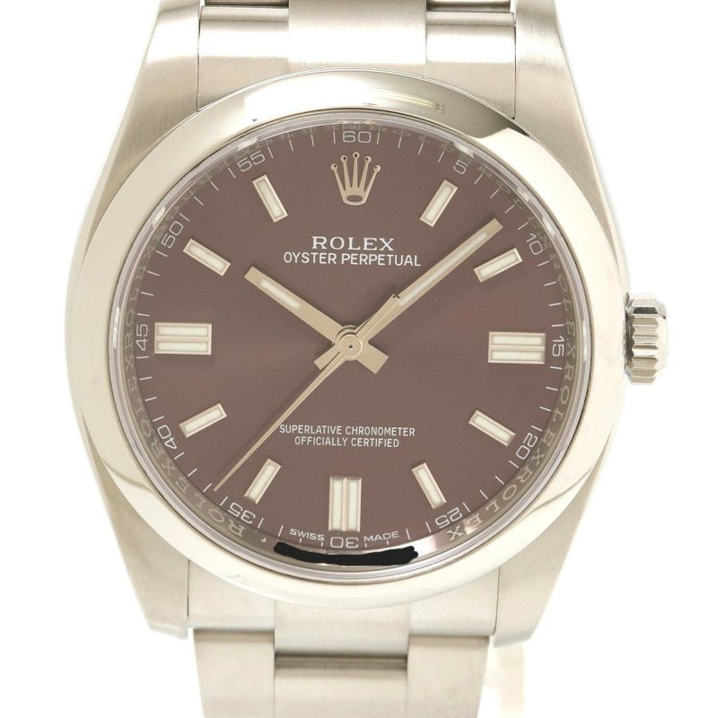 1年間保証・仕上げ済】ROLEX ロレックス オイスターパーペチュアル 116000 ランダム SS パープル(レッドグレープ) 自動巻 腕時計 |  MUSUBI