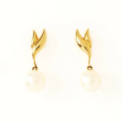 MIKIMOTO ミキモト パール ピアス イヤリング K18×パール ゴールド×パールホワイト 小物 シンプル ジュエリー アクセサリー レディース  | MUSUBI