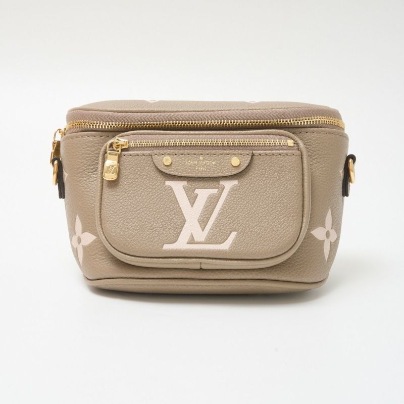 LOUIS VUITTON ルイヴィトン ミニ バムバッグ M83219 ハンド ショルダーバッグ モノグラム・アンプラント×レザー  ベージュ×ホワイト | MUSUBI