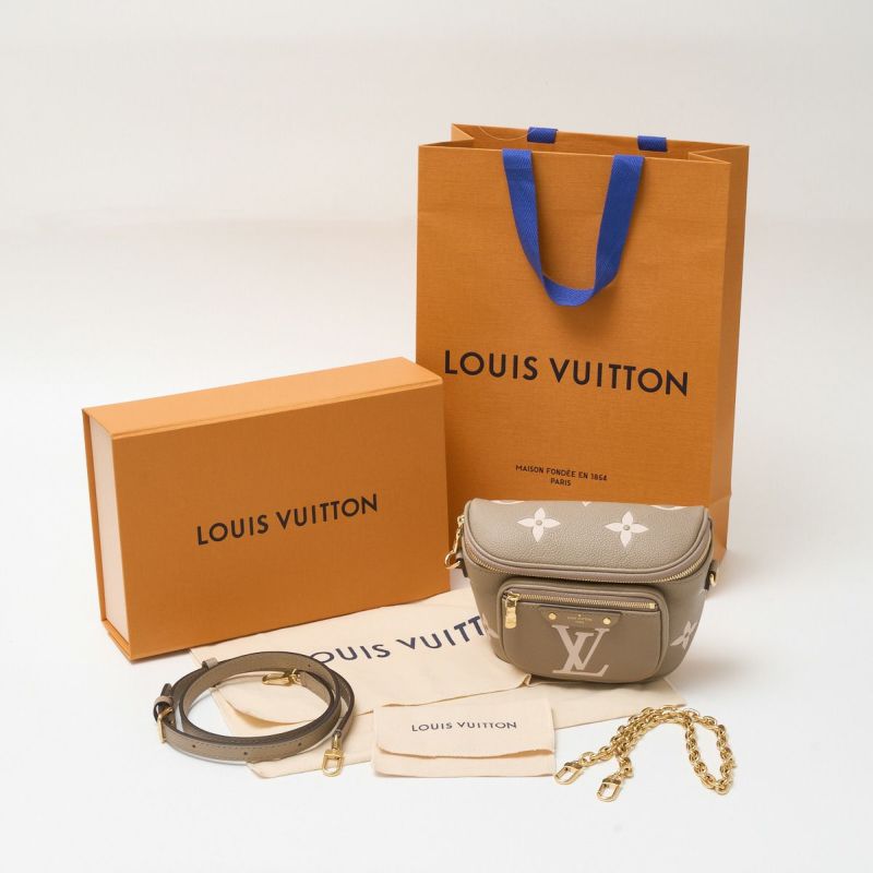 LOUIS VUITTON ルイヴィトン ミニ バムバッグ M83219 ハンド ショルダーバッグ モノグラム・アンプラント×レザー  ベージュ×ホワイト | MUSUBI