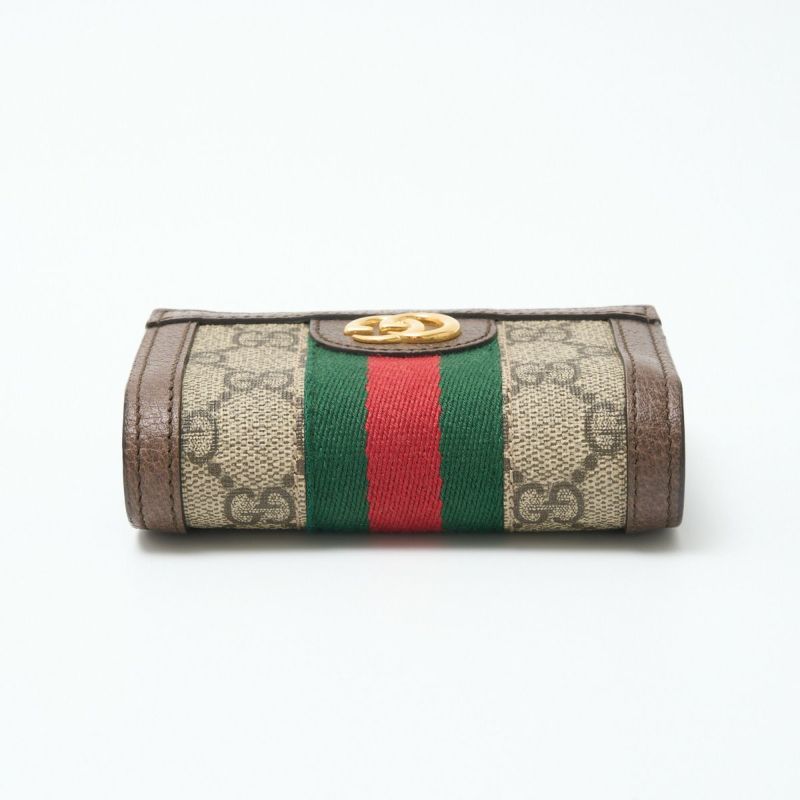 GUCCI グッチ 〔オフィディア〕三つ折り ウォレット 523174 コンパクト ミニ財布 GGスプリーム×レザー ウェブストライプ×ベージュ |  MUSUBI